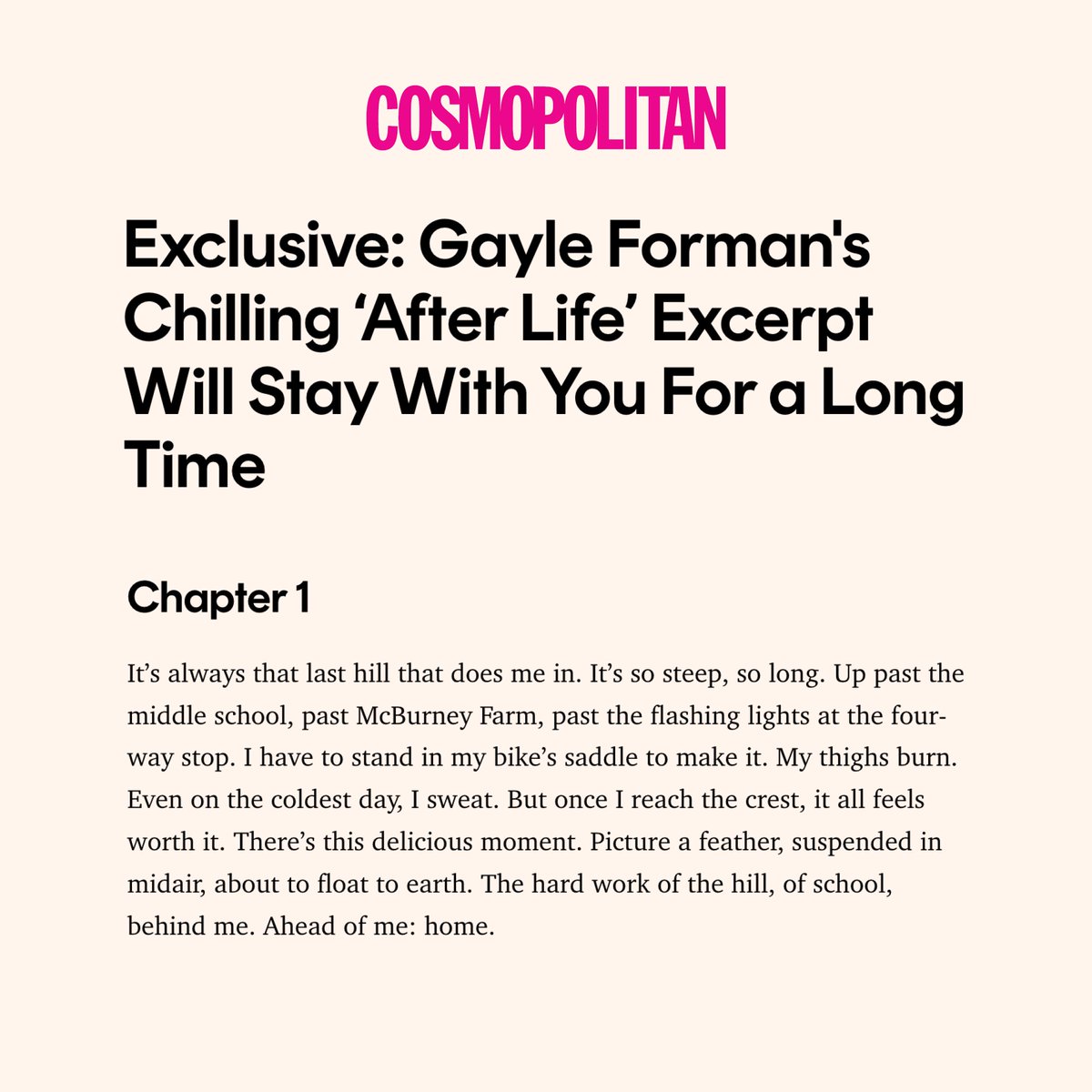 Gayle Forman (she/her) (@gayleforman) on Twitter photo Exclusive excerpt of #AfterLife in <a href="/Cosmopolitan/">Cosmopolitan</a>... (Don't be mad at me for cliffhanger ending! Book is out 1/7/25). cosmopolitan.com/entertainment/… Exclusive excerpt of #AfterLife in <a href="/Cosmopolitan/">Cosmopolitan</a>... (Don't be mad at me for cliffhanger ending! Book is out 1/7/25). cosmopolitan.com/entertainment/…