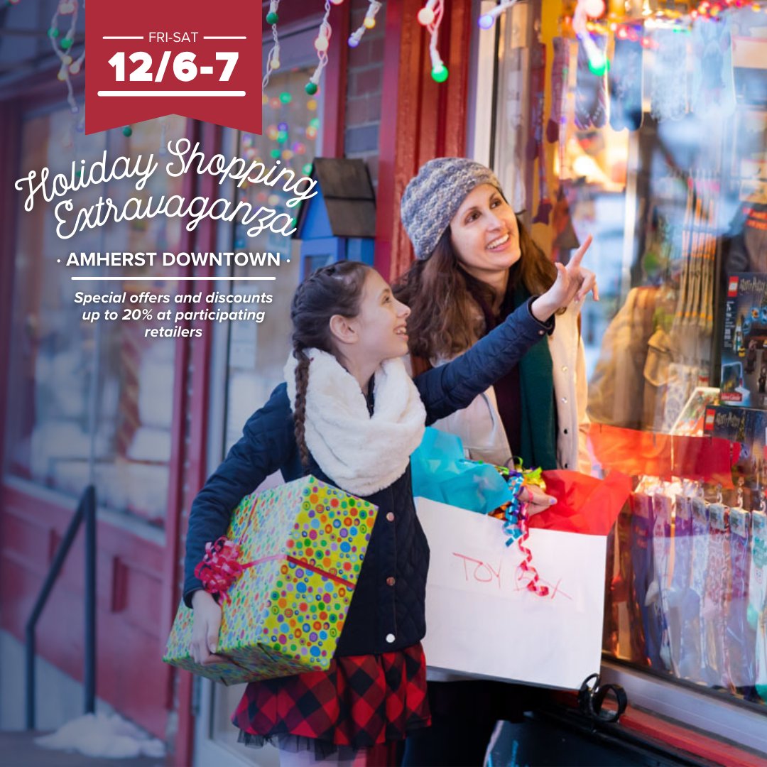 Every day is a good day to shop Amherst's central business district, but Friday, December 6 &amp; Saturday, December 7 are GREAT days to get your holiday shopping done at our variety of boutique and unique retailers. Visit our website for more details on participating businesses.