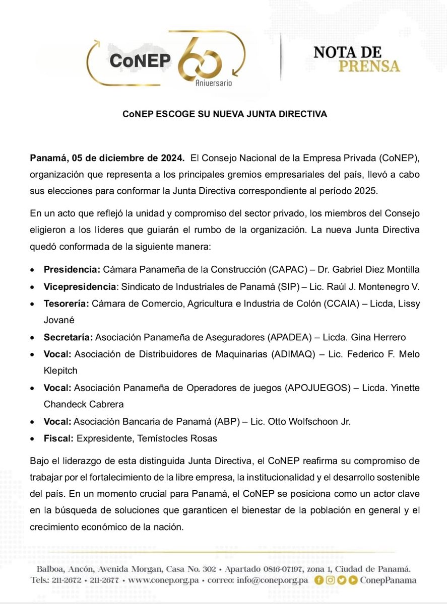 El CoNEP, en reunión de consejo y cumpliendo con sus estatutos, celebró el proceso de elecciones para la renovación de su Junta Directiva, para el período 2025.