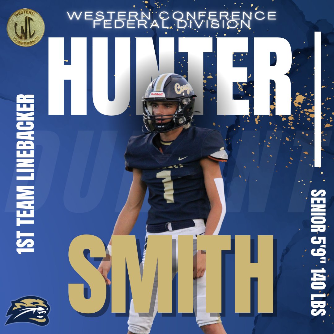 ClayboCoach's tweet photo. Congratulations to @HunterSmith_10  for being selected as one of the Western Conference, Federal Division 1st Team Linebackers!
@DOORANTFOOTBALL
#CougarsForever https://t.co/nZfqrHZWEK