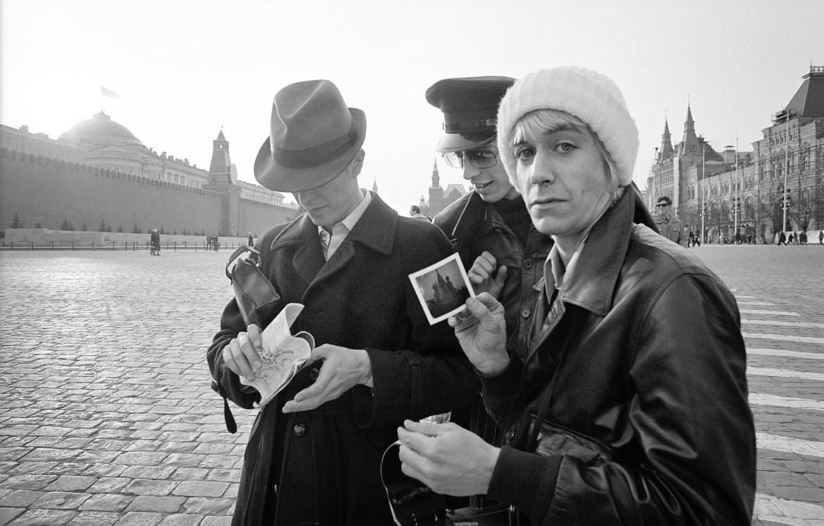 Bowie, Iggy and Pat Gibbons in Moscow, 1976.  

Photo: Andrew Kent
