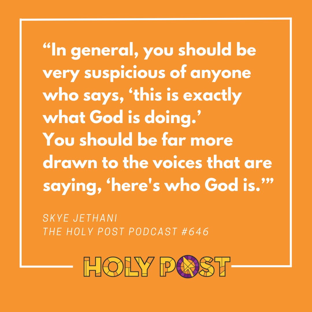 In general, you should be very suspicious of anyone who says, 'this is exactly what God is doing.' You should be far more drawn to the voices that are saying, 'here's who God is.'” <a href="/skyejethani/">Skye Jethani</a> 🎙️Holy Post 646