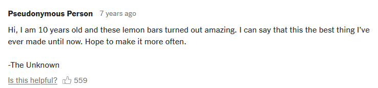 jls09's tweet photo. i am intrigued by the child who commented on this nyt lemon bar recipe https://t.co/r0DZJBodhz