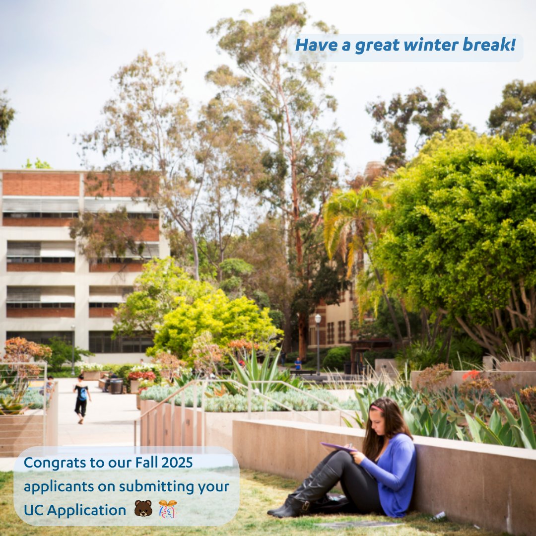 Congrats to all our Fall 2025 applicants on submitting your UC application! You will hear from us in the coming months when application portals are available. Need to report changes to information previously submitted on your application? Visit: bit.ly/3OTliNO