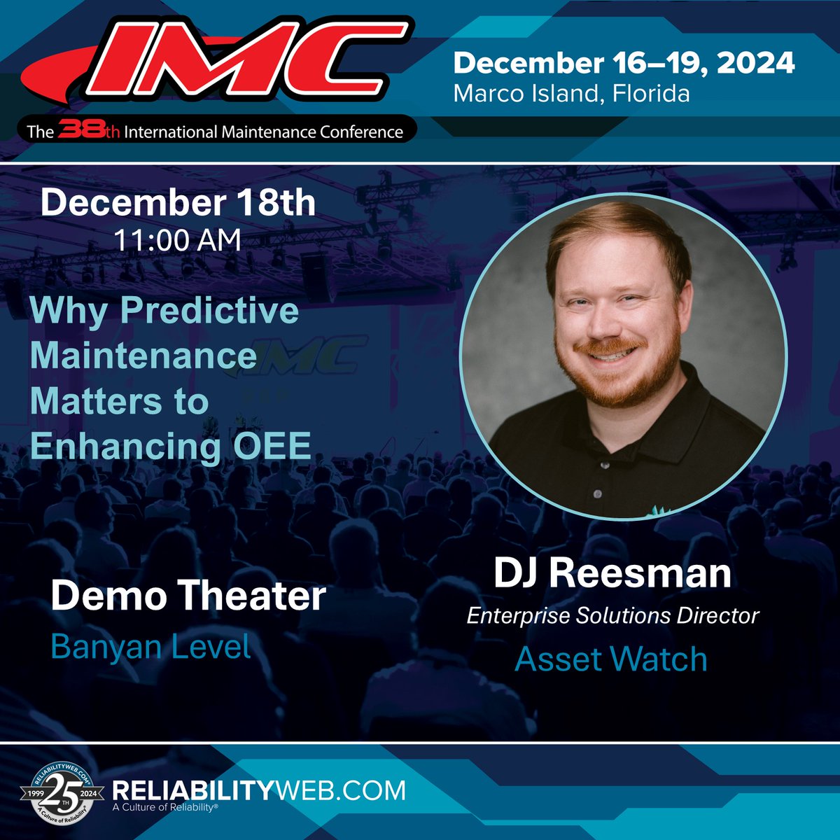 GoAssetWatch's tweet photo. Predictive maintenance is widely discussed, but what does it really accomplish? Join AssetWatch Enterprise Solutions Director D.J. Reesman at #IMC2024 for a demo that goes beyond the buzz &amp; explore the real-world impact and benefits of #predictivemaintenance. #IMC #reliabilityweb https://t.co/yetywl8mLG