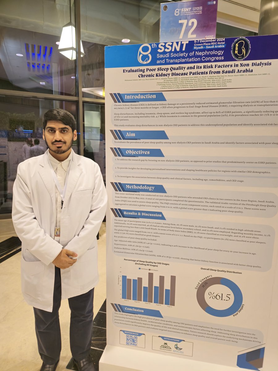 Doctor_Abod's tweet photo. تشرفت اليوم بعرض بحث في تخصص الكلى في المؤتمر السنوي للجمعية السعودية للكلى بجامعة الملك سعود

البحث بإشراف استشاري الكلى د. محمد الشهري @mohdshehri2 https://t.co/FwICWZpX6b