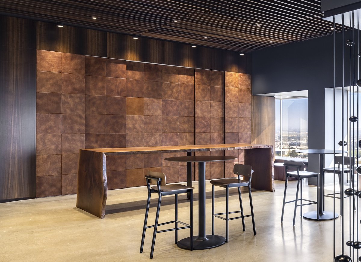 JamieStern_'s tweet photo. Jamie Stern produced over a thousand square feet of our distressed Durango Pony Express leather for wall panels at Reyes Coca-Cola Bottling in Irvine, CA.
#jamiesterndesign #leatherpanels #leatherwall #wallpanels #leather #classicleather #distressedleather #lainteriordesign https://t.co/9XUOqnPLMv