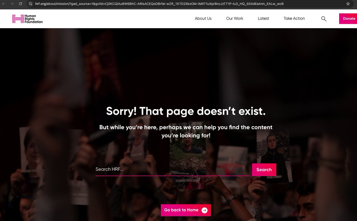 OrganizerStone's tweet photo. @HRF I ❤️ the work you do! And heads up you have google branded keyword ads pointing to a broken page: https://t.co/h7UEXpftGc https://t.co/JfQ0ti63YA