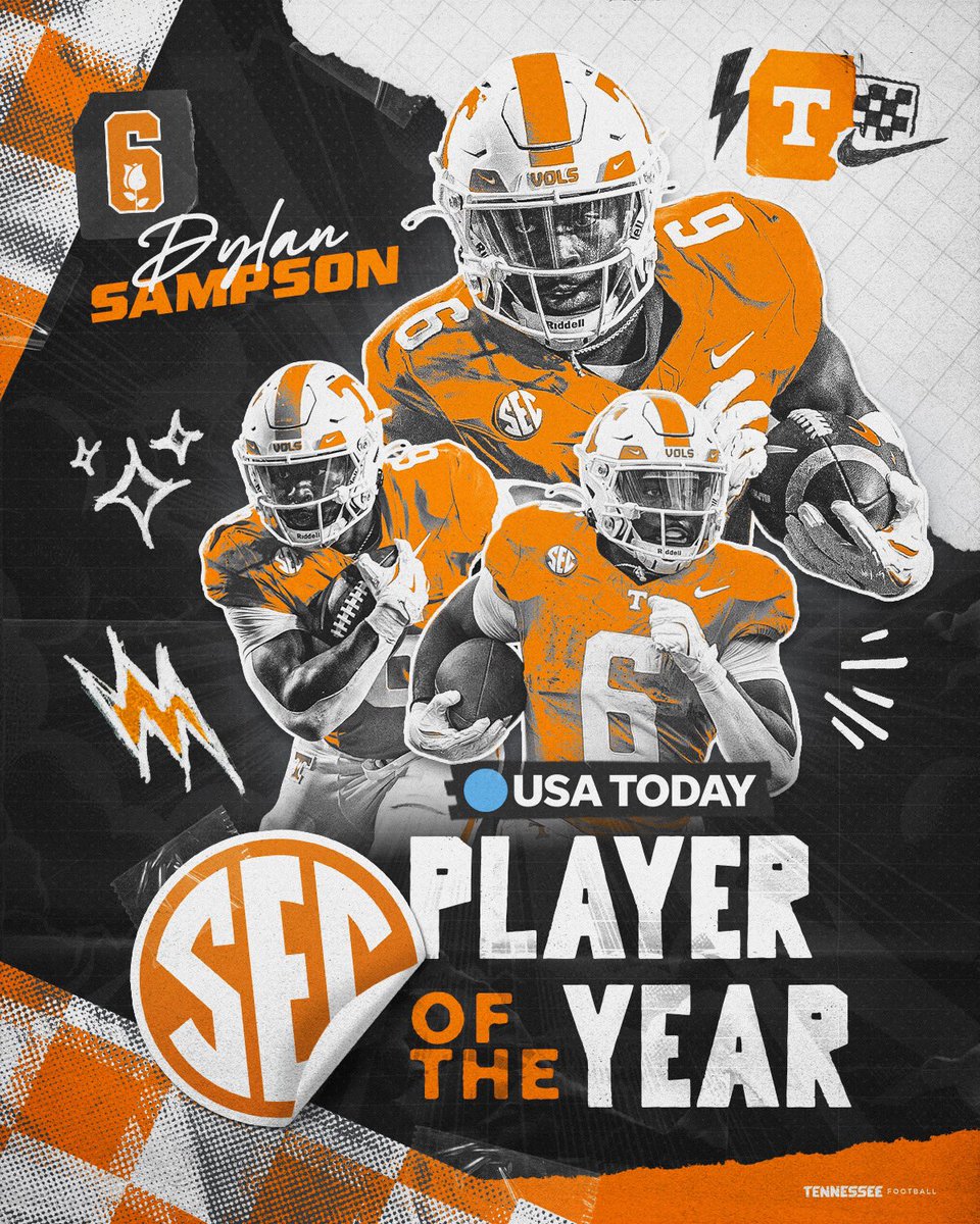 Tennessee Football (@vol_football) on Twitter photo Congrats to <a href="/dylans21527/">Dylan Sampson โ ๐ฅ๐ค</a> on being named the <a href="/SEC/">Southeastern Conference</a> Player of the Year by @usatoday
#GBO ๐ Congrats to <a href="/dylans21527/">Dylan Sampson โ ๐ฅ๐ค</a> on being named the <a href="/SEC/">Southeastern Conference</a> Player of the Year by @usatoday
#GBO ๐