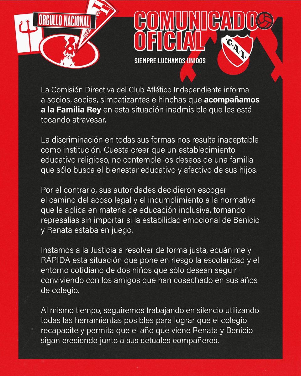 Independiente's tweet photo. Acompañamos a la familia de Rodri Rey en este y todo momento ❤️

#TodoRojo 🔴 https://t.co/jskYE5Fb2s