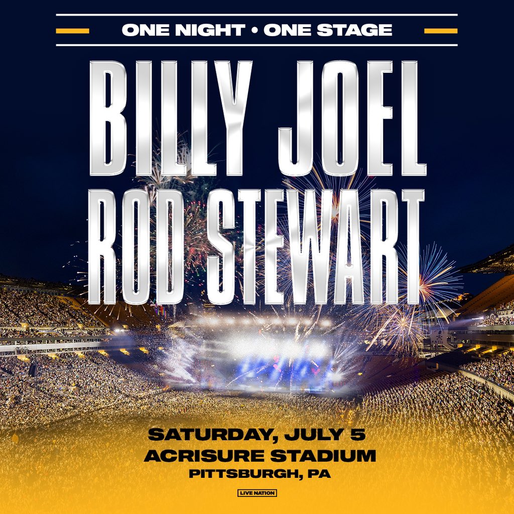 rodstewart's tweet photo. Join me and my mate Billy Joel for an unforgettable night at Acrisure Stadium in Pittsburgh, PA, on Saturday, July 5, 2025! 🎶🎤 Tickets go on sale Friday, December 13, at 10 AM EST— Let’s make it a night to remember! https://t.co/GC9U1UjzmV