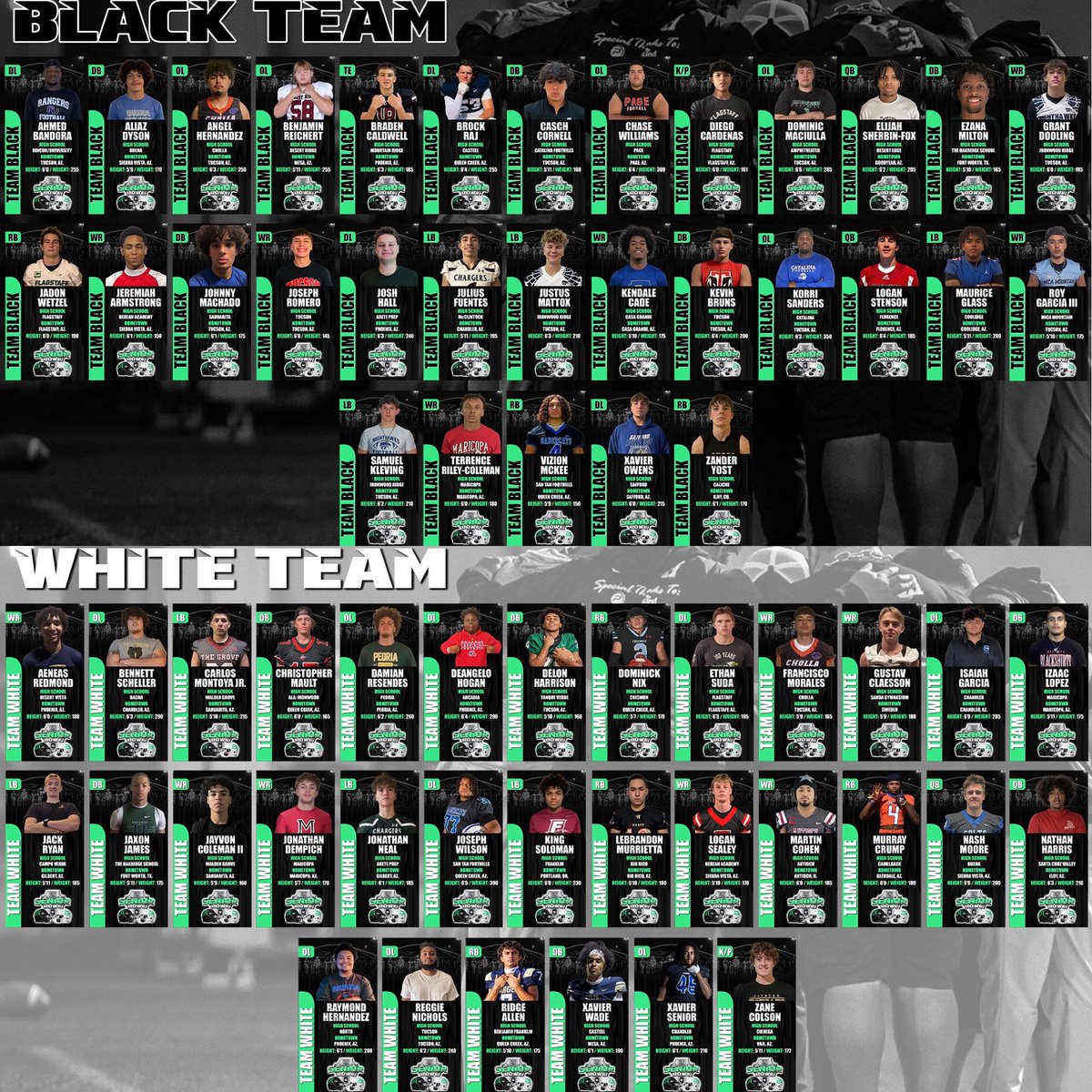 Gametime Recruiting & Consulting (@gametimerc) on Twitter photo 🔥🏈2025 <a href="/GT_SeniorBowl/">Gametime Senior Bowl & Events</a> Rosters🏈🔥
The teams are locked and loaded!!! It’s going down January 11th at <a href="/O_U_A_Z/">OttawaUniversityAZ</a>!!! Talent across the board on both teams. Arizona, Texas, Sweden, Colorado, Illinois, Oregon have athletes that are being represented at the game. The ticket link will 🔥🏈2025 <a href="/GT_SeniorBowl/">Gametime Senior Bowl & Events</a> Rosters🏈🔥
The teams are locked and loaded!!! It’s going down January 11th at <a href="/O_U_A_Z/">OttawaUniversityAZ</a>!!! Talent across the board on both teams. Arizona, Texas, Sweden, Colorado, Illinois, Oregon have athletes that are being represented at the game. The ticket link will