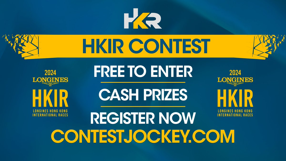HKRacingUS's tweet image. 🚨 Registrations are now open for Saturday night's FREE #HKIR contest with @playcontests 👏

With CASH PRIZES up for grabs, you don't want to miss your FREE chance to get involved on what is going to be an awesome night of #HKRacing 🇭🇰

Register now -&amp;gt; contestjockey.com/contest/hong-k…