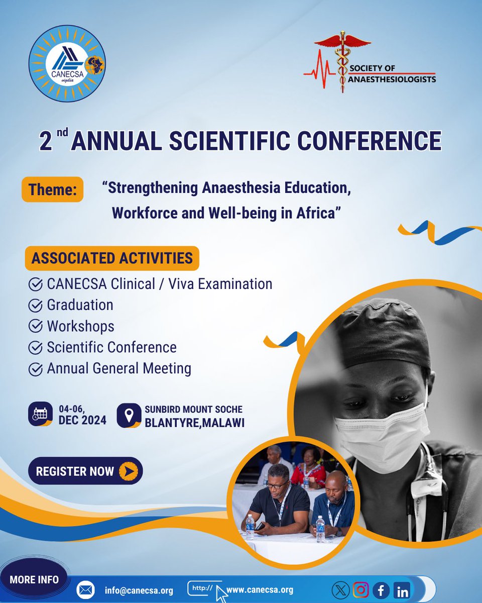 During the 2nd Annual <a href="/canecsa/">CANECSA</a> Conference today in Malawi, Dr. Lawa Shaban <a href="/RCSI_GlobalSurg/">RCSI Institute of Global Surgery</a>  will be presenting on the, "CANECSA E-Logbook Development and Overview," which was prepared by Dr. Shaban and James Martin. (9.30am - 9.50am CAT)

#CANECSA2024 #globalsurgery <a href="/RCSI_Irl/">RCSI</a>