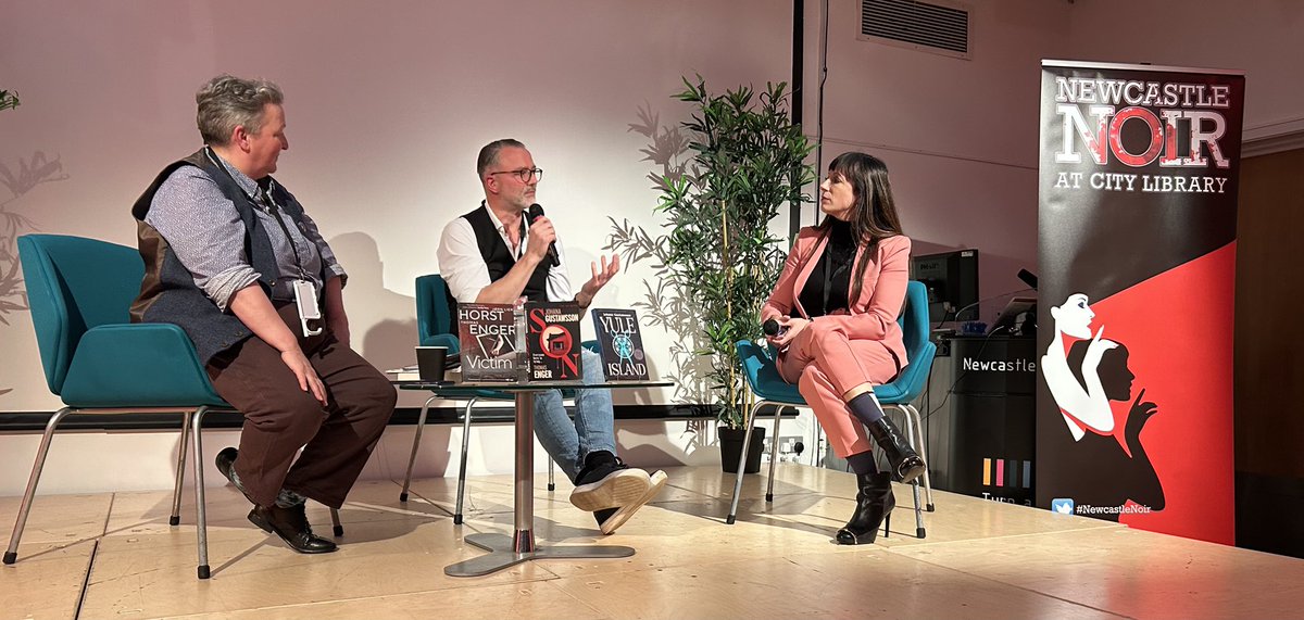 a_garthwaite's tweet photo. Another amazing night @NewcastleNoir hosted by @CollinsJacky 

We could have listened to @JoGustawsson and @EngerThomas talk for another hour!

Looking forward to more events on Saturday! https://t.co/tGCDHZQA28