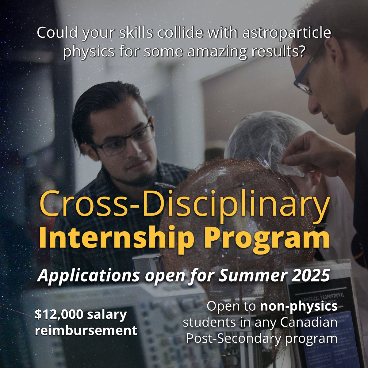 🚀 Are you a non-physics student interested in groundbreaking astroparticle physics research? The Cross-Disciplinary Internship Program is now open! Apply by January 24, 2025, at 4 PM EST. Learn more: mcdonaldinstitute.ca/cdinternship/