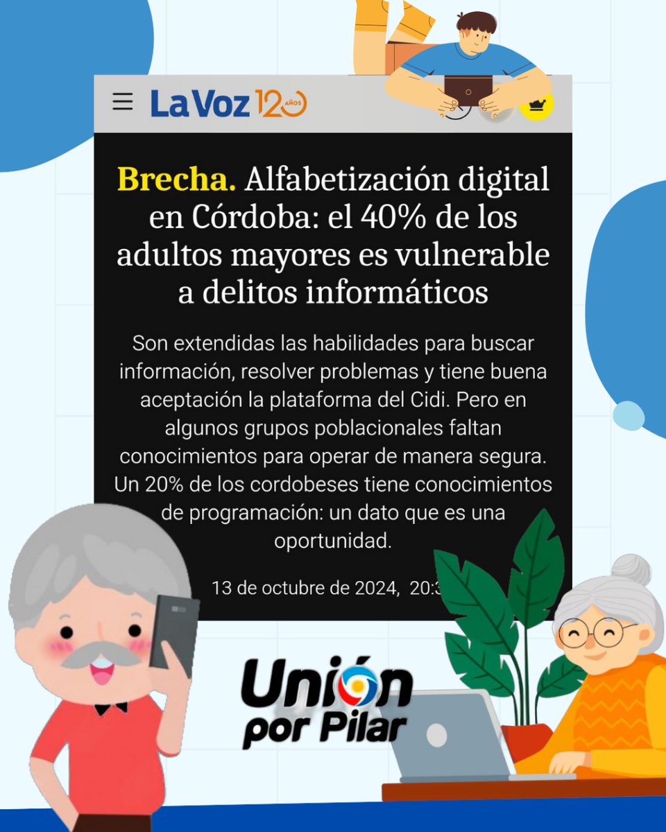 GastoneColazo's tweet photo. NUESTROS ABUELOS ESTÁN EXPUESTOS A ESTAFAS💻👨🏻‍🦳👵🏻📲

➡️Por eso, presentamos un proyecto de ordenanza para crear el Programa Municipal de Alfabetización Digital del Adulto Mayor. 🤳🏻💻
➡️Nuestro proyecto, presentado el 05/09/24, aún continúa en comisión sin ser aprobado.🚫 👎🏻😴 https://t.co/qsr3xsNKNX