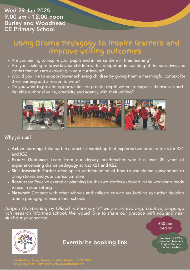 Join our course on how to use drama pedagogy to inspire and improve writing outcomes - giving both  key stage 1 and 2 pupils  a meaningful context for their learning and a reason to write.  eventbrite.co.uk/e/using-drama-…
