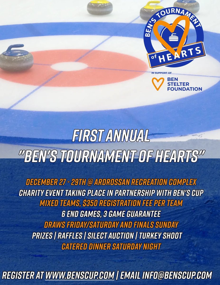 Get your 50/50 tickets tonight for <a href="/Benstelterfund/">Ben Stelter Foundation</a> for #Oilers game. On a related note just confirmed the “Scheetz Express” will be curling as part of <a href="/BensCup/">Ben’s Cup</a>. A few spots left if you want to curl against us and help this incredible cause Benscup.com
