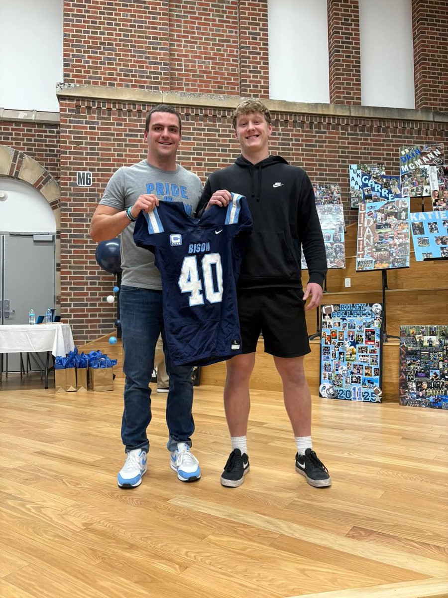 This year, our current #40, Mason Kralj, handed this honor over to Colter DeVoss, who will wear #40 for us next fall. We are very proud of the way Mason carried on this legacy and we are so excited for Colter to continue this tradition. 🦬 🏈