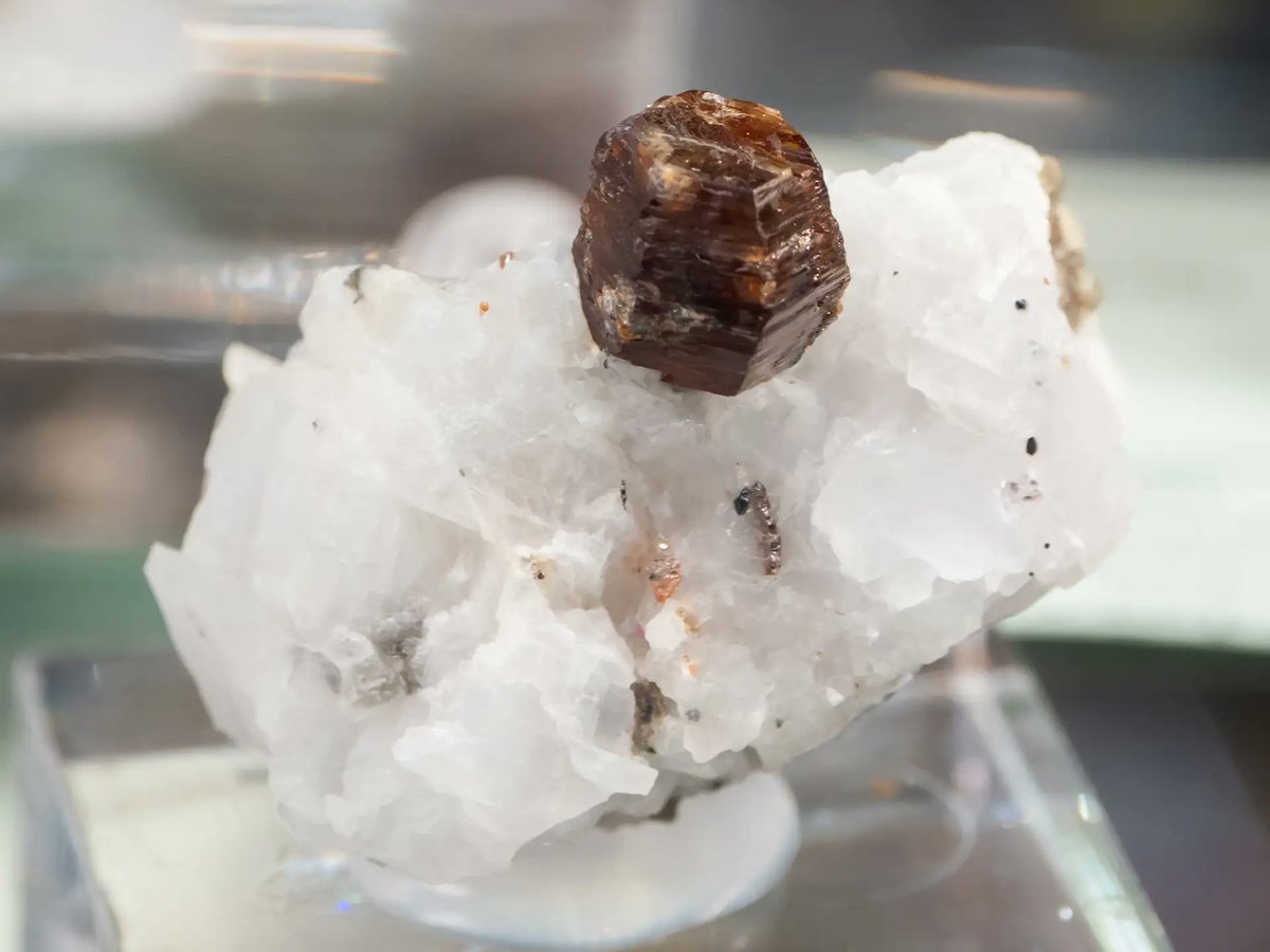 mexporg's tweet photo. Rare #Hibonite crystal (Ca-Al oxide) on matrix from Mogok, Myanmar.
#minerals #crystals #mineralcollecting #mineralexpert #rockhounding #mineralogy https://t.co/9nXVkwQk7v