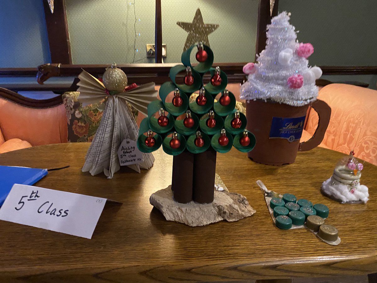 killannedev's tweet photo. We are amazed by the fantastic Christmas Decorations created from recycled materials, by students of @RathnureNS 
These will all be on display in Killanne Hall on Sunday evening at Killanne Lights Up 2024!
@GreenSchoolsIre https://t.co/NCwZFRZidf