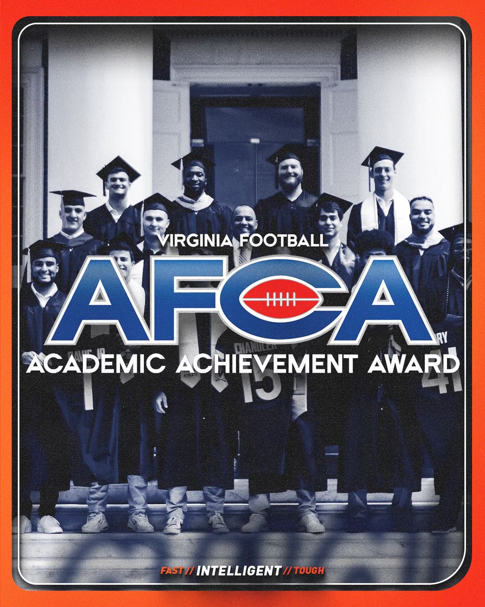 After recording the highest graduation rate in FBS, UVA has won the <a href="/WeAreAFCA/">AFCA</a> Academic Achievement Award in back to back years. 🔷⚔️🔶

#UVAStrong | #GoHoos ⚔️