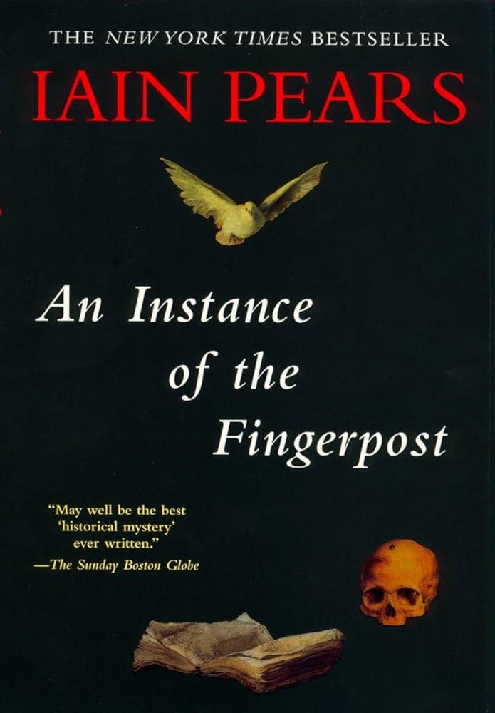 A Voice From Darkness (@vfdarkness) on Twitter photo Best novel I read all year. During the English Restoration, an Oxford Don is murdered. Decades later four witness statements are produced - each naming a different killer, and each adding layers of complexity to the tale - scientific, espionage, spiritual. Highly recommend. Best novel I read all year. During the English Restoration, an Oxford Don is murdered. Decades later four witness statements are produced - each naming a different killer, and each adding layers of complexity to the tale - scientific, espionage, spiritual. Highly recommend.