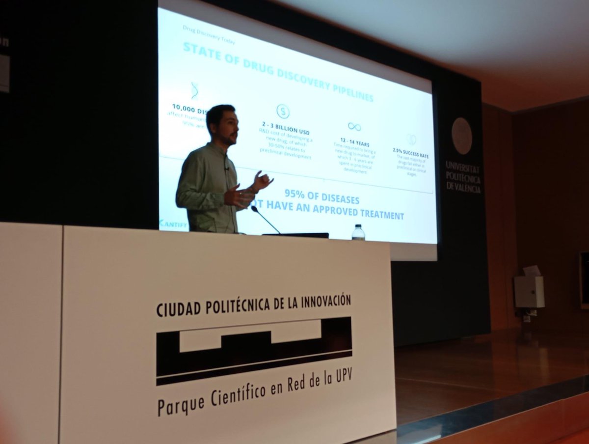 Kantify (@kantify) on Twitter photo Can an AI for human drug discovery also excel in plant drug discovery? The answer is yes!
This is what our COO <a href="/Nico_Maignan/">Nicolas Maignan</a> explained at his lecture "Unlocking & Accelerating Drug Discovery with Artificial Intelligence: The Kantify Approach." held by our partner <a href="/IBMCP/">IBMCP - Instituto de Biología Molecular y Celular</a> 🙏🌿 Can an AI for human drug discovery also excel in plant drug discovery? The answer is yes!
This is what our COO <a href="/Nico_Maignan/">Nicolas Maignan</a> explained at his lecture "Unlocking & Accelerating Drug Discovery with Artificial Intelligence: The Kantify Approach." held by our partner <a href="/IBMCP/">IBMCP - Instituto de Biología Molecular y Celular</a> 🙏🌿