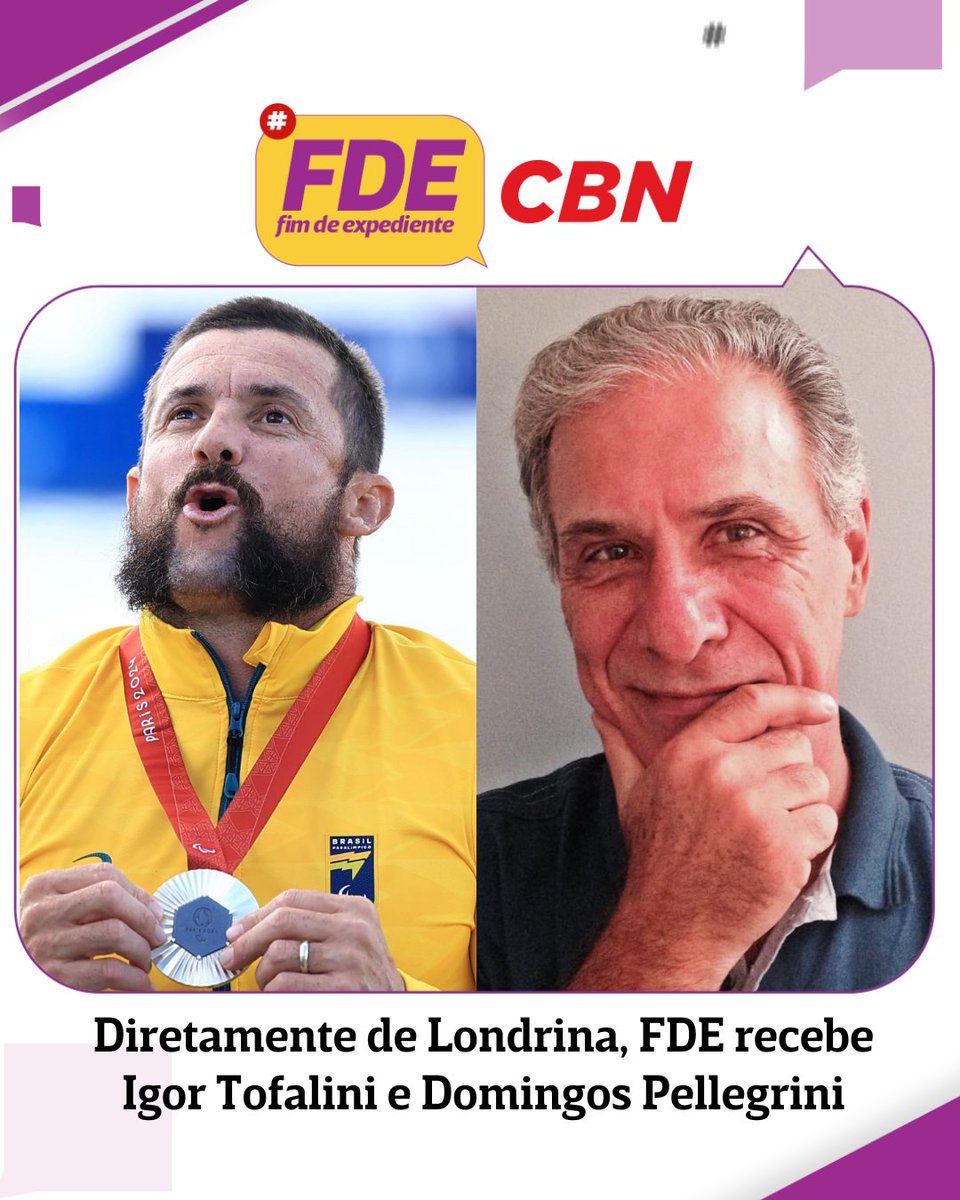 Diretamente de Londrina, <a href="/danstulbach/">Dan Stulbach</a>, <a href="/tecomedina/">Teco</a> e José Godoy (<a href="/Artedeandar/">José Godoy</a>) recebem Igor Tofalini e Domingos Pellegrini no <a href="/fdecbn/">Fim de expediente</a> especial com plateia. Acompanhe ao vivo, a partir das 18h30, pelo site, app ou Youtube da CBN. #NoArNaCBN
