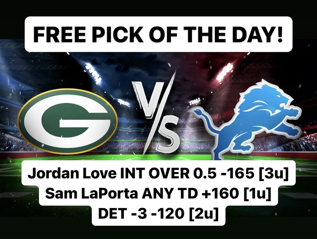 SportPOTD's tweet photo. Got 3 tonight! LETS GO!

#gamblingtwitter #freepicks #bettingtips #sportsbets #sportsbettingadvice #sportsbetting #NFL     #picks #nba #betting #gamblinginstagram #SportsPicks #winning #gambling #ncaaf #football #money #football #NHL #bettingexpert #DetroitLions #GreenBayPackers https://t.co/sNpsGf4TOL