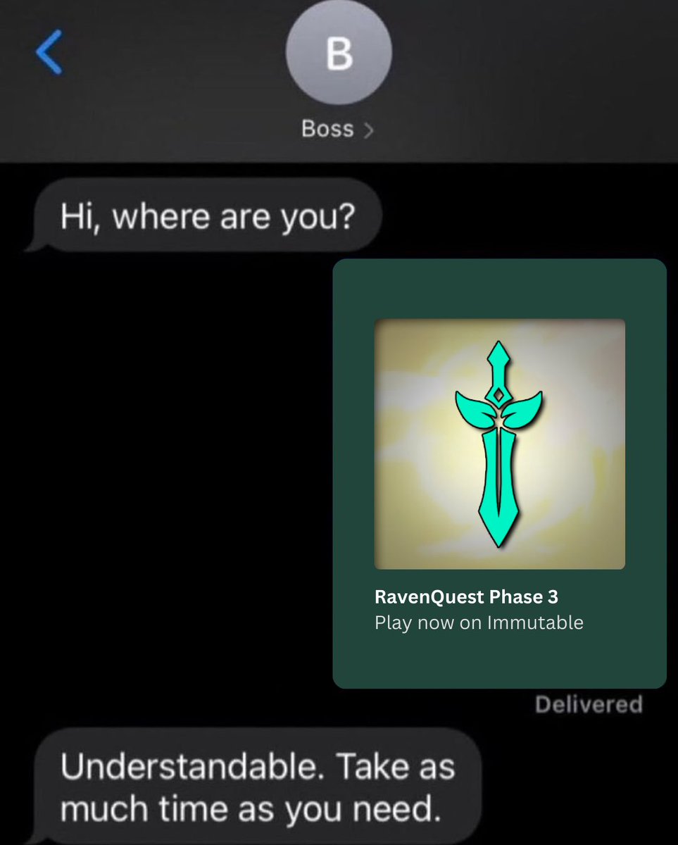 Grinding <a href="/RavenQuestGame/">RavenQuest</a> on Immutable for the next week.

Thankfully my boss understands my conviction.