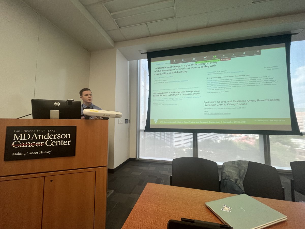 SBPalliativeMed's tweet photo. Research: @DrGLaTorre, Chaplain Marta Gordon-Duffis @StonyBrookMed presented at the 27th Supportive &amp; Palliative Care Clinical &amp; Research Symposium @MDAndersonNews “Linking Categorical Suffering and Resilience in Patients Followed by the Inpatient Palliative Care Service” https://t.co/2OSMjgIgGq
