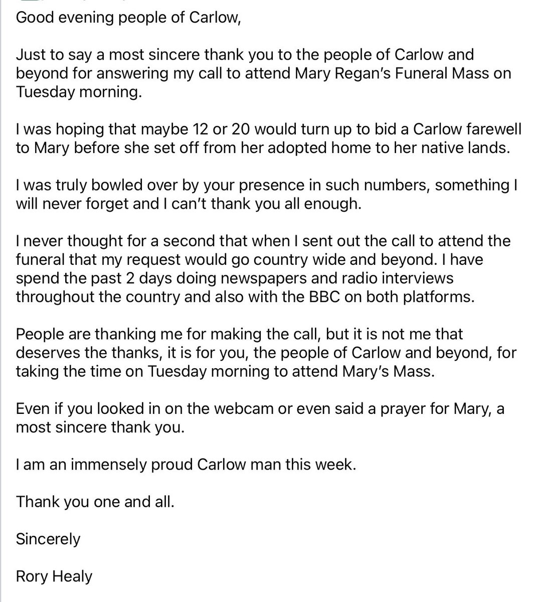RPHealy's tweet photo. Thank you. #carlow #maryregan https://t.co/UITHR5MJOu