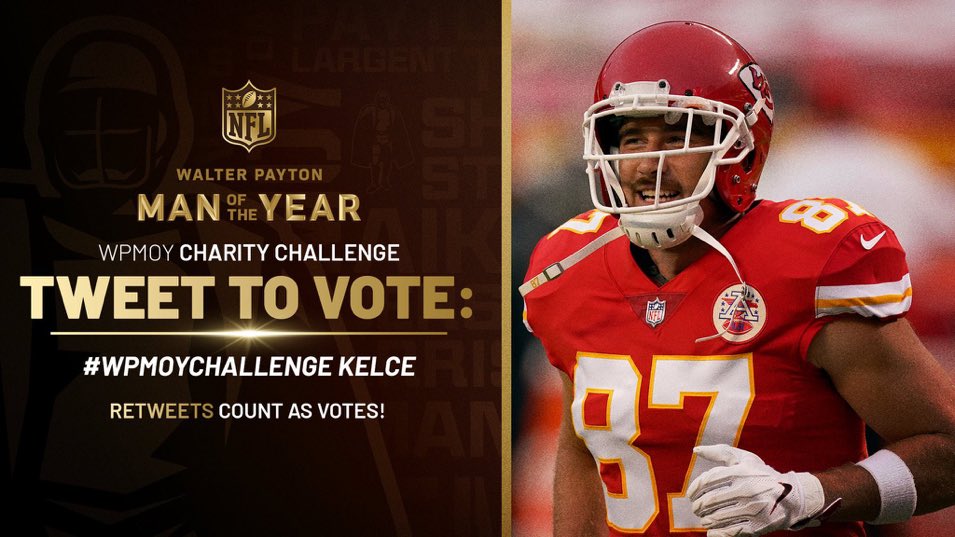 87KillaT's tweet photo. This is the second time Travis Kelce has been nominated for the Walter Payton NFL Man of the Year Award (2020 &amp; 2024)

"Recognizing players who excel on the field and demonstrate a steadfast commitment to creating a positive impact beyond the game" #WPMOYChallenge #WPMOY https://t.co/NvMUKYlb8N