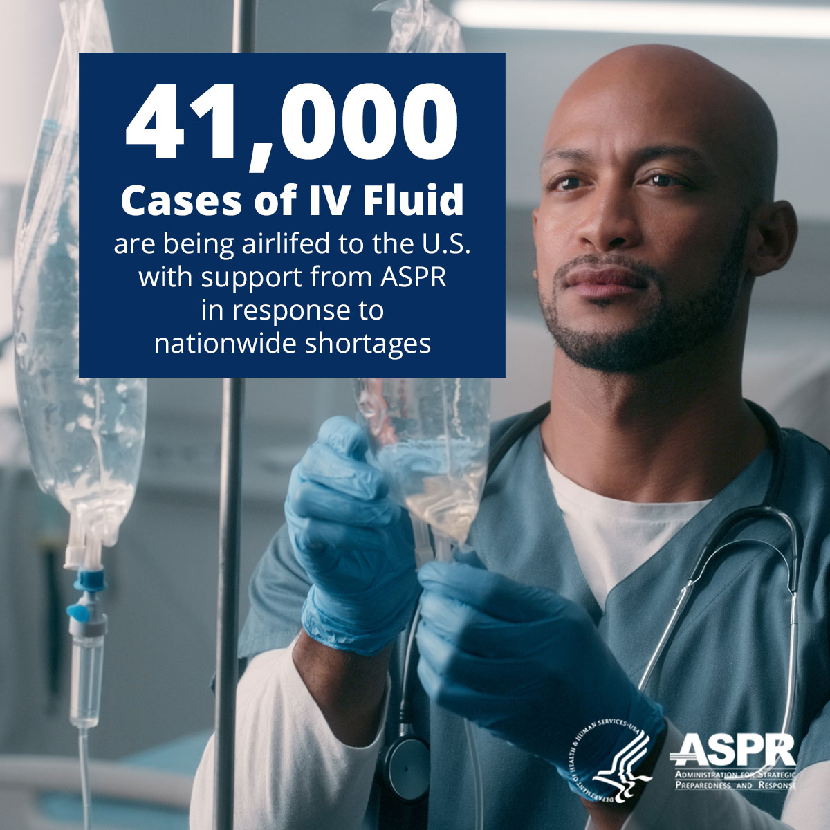 ASPRgov's tweet photo. In response to the nationwide shortage of IV fluids, we are partnering with SLI Medical to airlift 40,000 cases of IV fluid from South Korea into the U.S. If needed, the airlift capacity can expand to 21,000 cases of IV fluid per week. https://t.co/THKLuWEaoM https://t.co/RC5lsqtM25