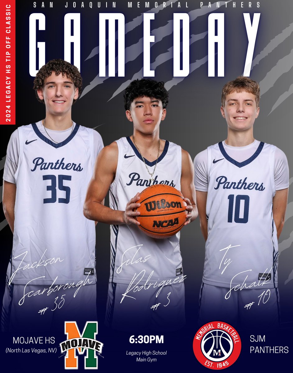 The Panthers Boys Basketball team is wheels up ✈️ to Las Vegas, as we prepare to take on Mojave HS in Game ☝🏼 of the 2024 Legacy H.S. Tip Off Classic! 

🆚  Mojave HS  (North Las Vegas)

⌚️  6:30pm   |   Main Gym

📍  Legacy High School (Las Vegas, NV)

🏆  Legacy HS Tip Off