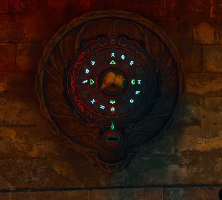 MargwaNetwork's tweet photo. OFFICIAL: Dark Sword Guide
1. Grab the raven sword
2. There's a bone trophy in the staminup/alchemy room on a shelf. Pick it up.
3. Go to the Tavern's underground area and go to the rune circle and put the trophy and sword into the slot
4. Depending on your bone trophy, you have to line up their respective astrology symbols. Or you can brute force it.
5. The sigil will start spawning zodiac bubbles. There will be void holes that start spawning, and you just guide the bubbles into them.
6. You get the sword

Credit to @EmrahOsmanovic7

The image below is seemingly the correct combination for whatever the fuck that skull is. The combinations can vary. If you find one, please post in the replies below.