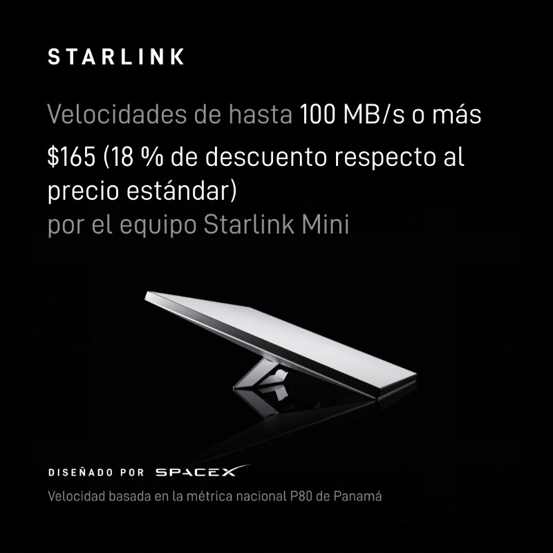 Starlink's tweet photo. Sin contratos a largo plazo.
Fácil de pedir en línea.