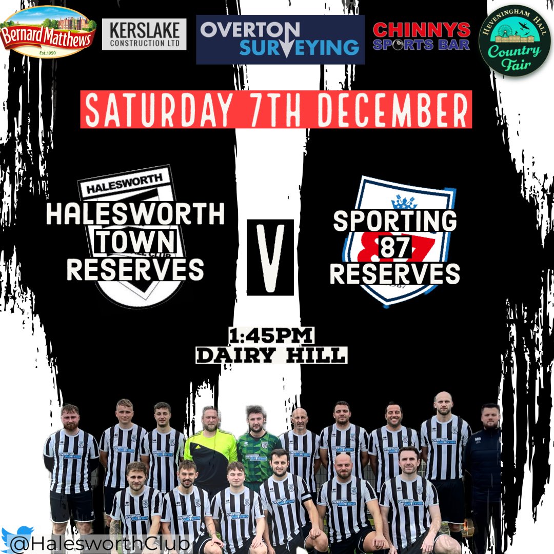 HalesworthClub's tweet image. Reserves are in action again this Saturday, looking to put in another good performance as they face @Official_S87 Reserves who currently sit 2nd! All support is hugely appreciated, come and cheer the boys on in what will be a tough fixture! ⚽️⚫️⚪️
⏰ 1:45pm ⏰
