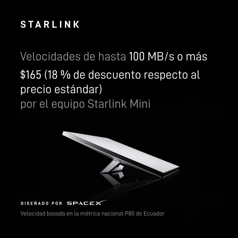 Starlink's tweet photo. Sin contratos a largo plazo.
Fácil de pedir en l��nea.