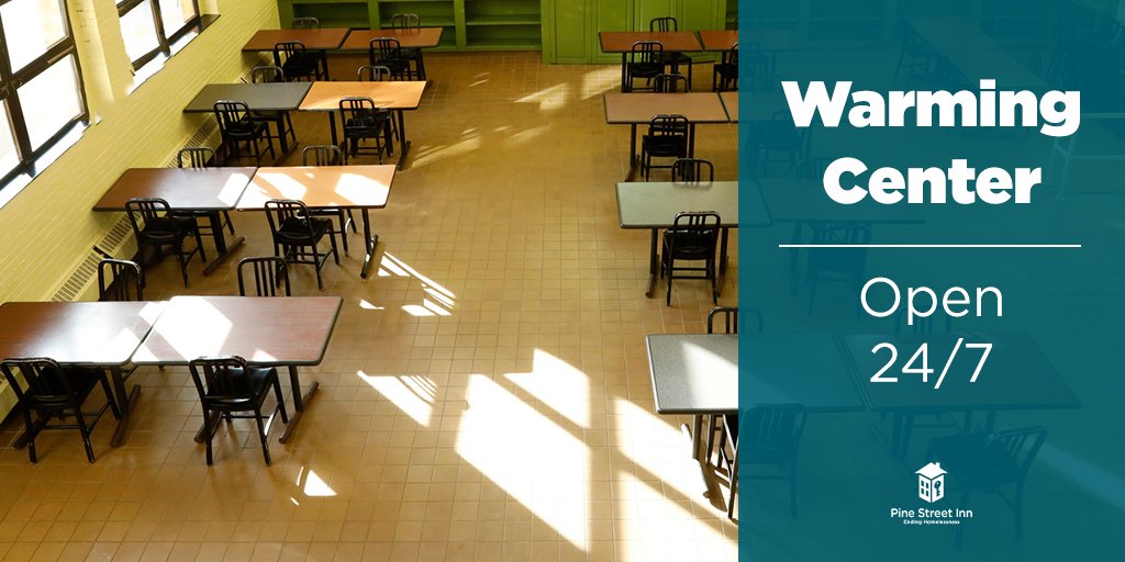 Pine Street's winter warming centers at the Men's Inn &amp; Yawkey House are open. The 50-seat center at the Men's Inn &amp; the 10-seat center at Yawkey House are available 24 hours a day/7 days a week. We're committed to providing a safe &amp; warm space for everyone in need of shelter.