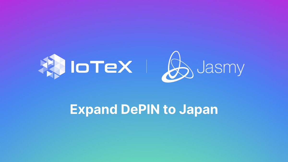 SmartCryptoNew1's tweet image. 🫂 IoTeX and Jasmy Team Up to Bring DePIN to Japan! 
 
💪 @iotex_io is partnering with @JasmyMGT, a leading force in Japan's blockchain space and a member of the @coinbase 50 Index, to bring #DePIN to Japan!
 
💥 This collaboration combines Jasmy's expertise with #IoTeX's