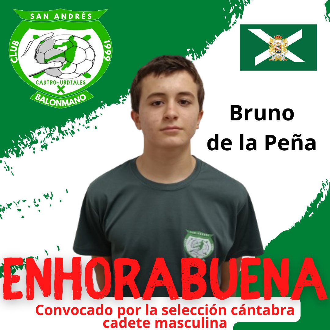 bmsanandres's tweet photo. Queremos felicitar a Bruno de la Peña, jugador de nuestro equipo juvenil y cadete de la Escuela Municipal de Balonmano de Castro-Urdiales, por su convocatoria con la selección cántabra cadete para el Torneo del Ebro este viernes en Zaragoza, preparatorio del CESA. #123SanAndrés https://t.co/PareQvzGG3