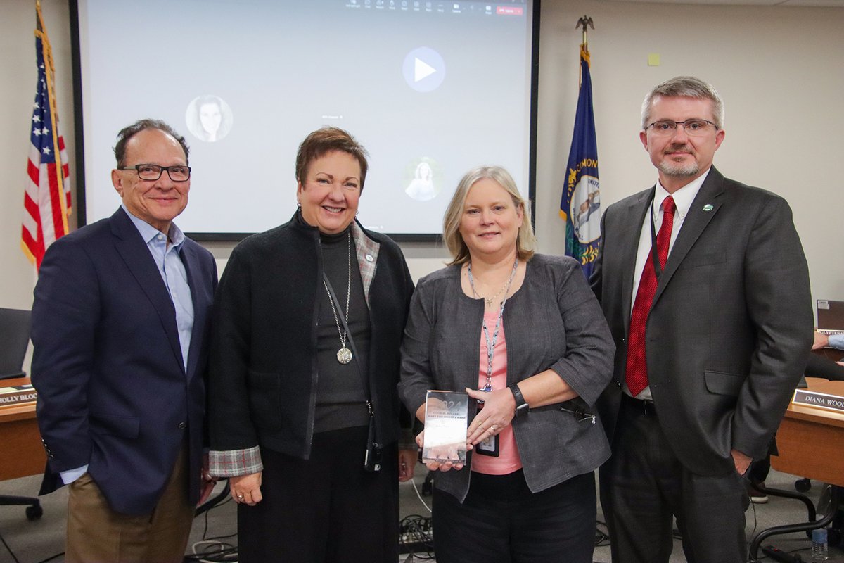 KyDeptofEd's tweet photo. Amy Patterson, a systems consultant/data manager for the Kentucky Department of Education, was named the 2024 Kevin M. Noland-Mary Ann Miller Award recipient today at the Kentucky Board of Education meeting!

Read more: https://t.co/iyyeXLYHPV https://t.co/vQrTcYTjg2