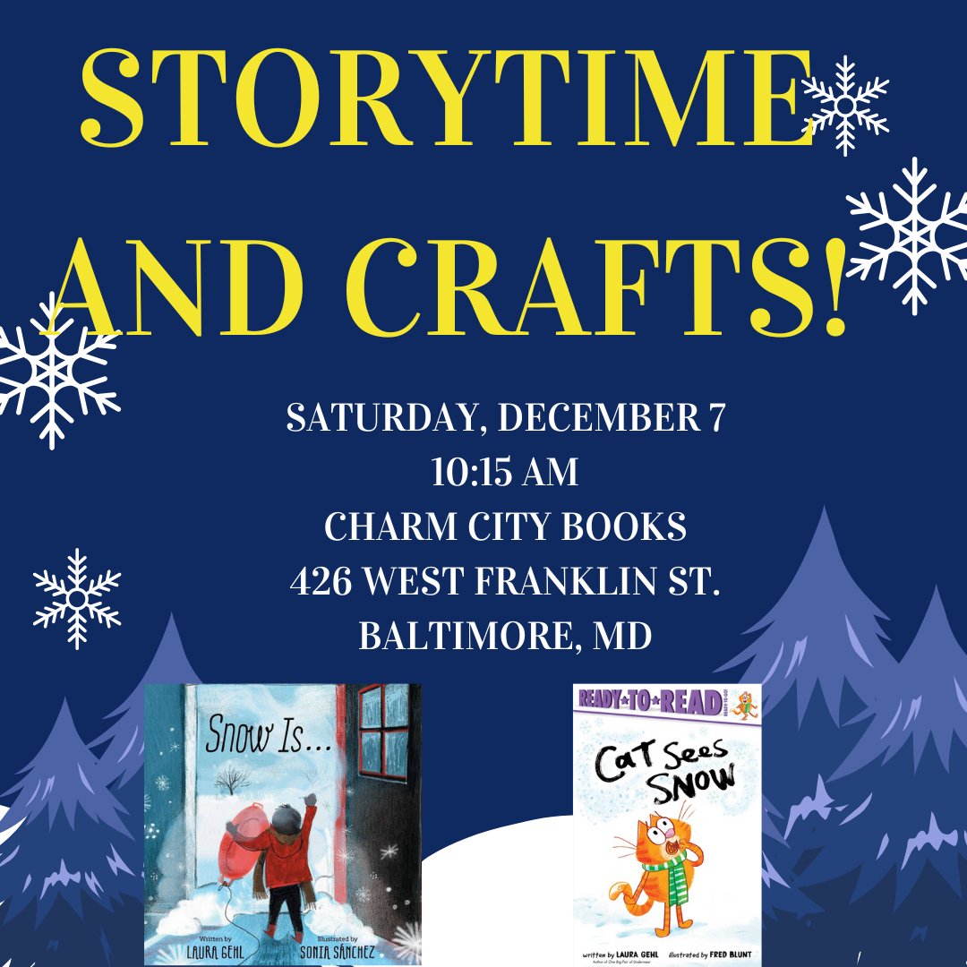 Baltimore-area families, come join me for storytime this Saturday at 10:15 am at <a href="/charmcitybooks/">charmcitybooks</a>! We will read snowy books, sing snowy songs, and do snowy crafts! 

RSVP here:
charmcitybooks.com/events/1549420…
