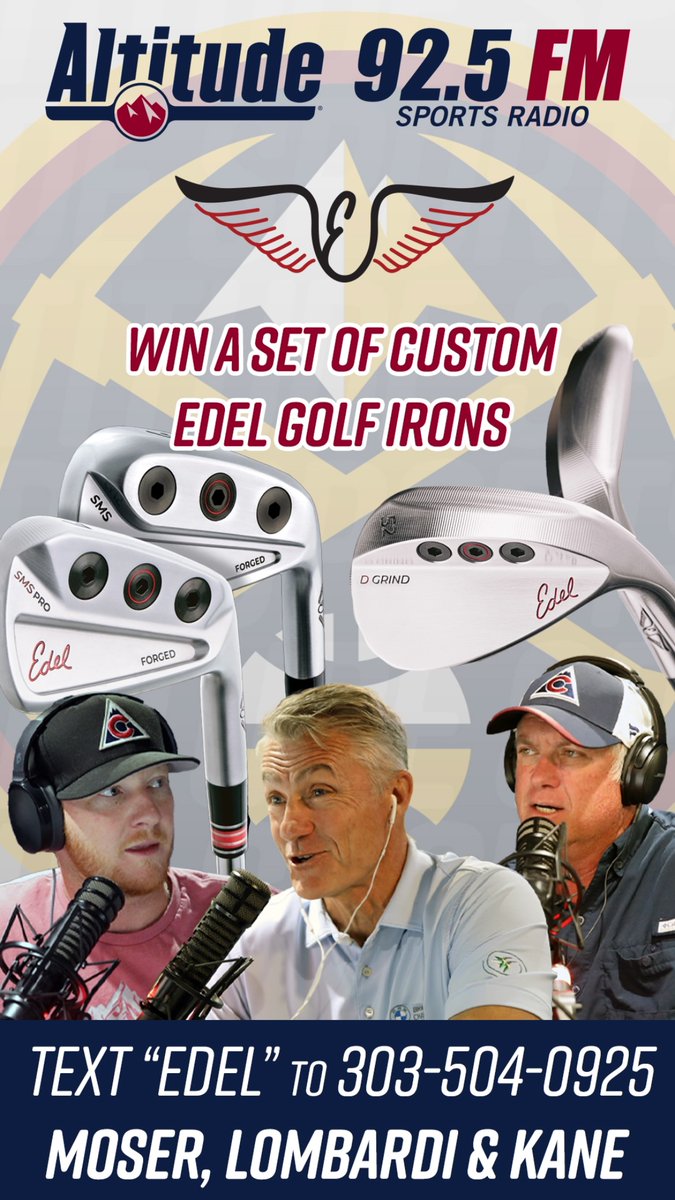 EDELgolf's tweet photo. Enter now to win a FREE set of Edel SMS Irons!!  Text "EDEL" to 303-504-0925 or visit https://t.co/IQA3scBRU5 #edel #altitudesportsradio #contest #irons #free #winner https://t.co/ZDQ8ZAAooy