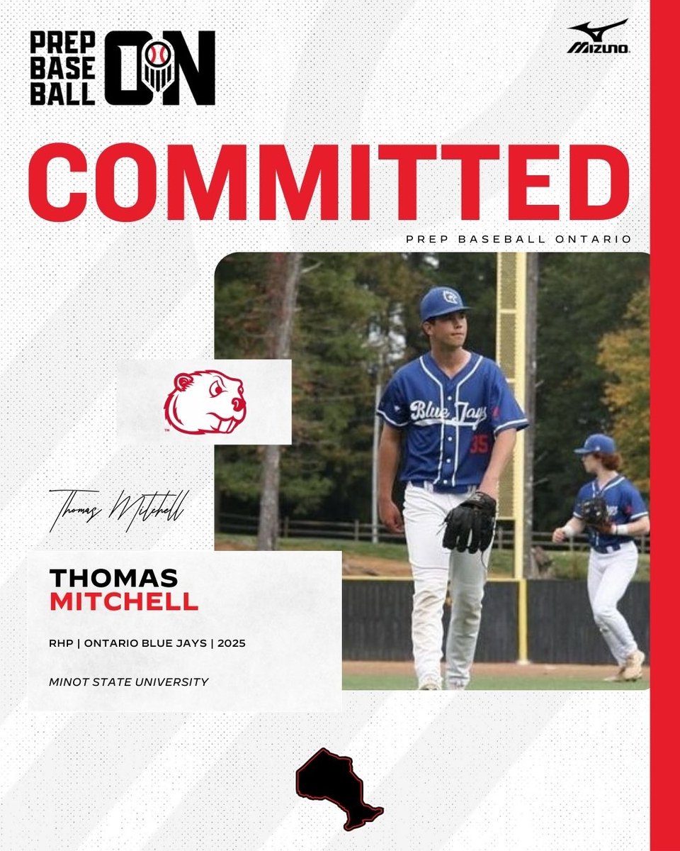 🚨𝐂𝐎𝐌𝐌𝐈𝐓𝐌𝐄𝐍𝐓 𝐀𝐋𝐄𝐑𝐓🚨

'25 RHP Thomas Mitchell (<a href="/OntarioBlueJays/">Ontario Blue Jays</a>) announces his commitment to Minot State University.

<a href="/Tmitchell2807/">Thomas Mitchell</a> | <a href="/MSUBeaversBASE/">Minot State Baseball</a>