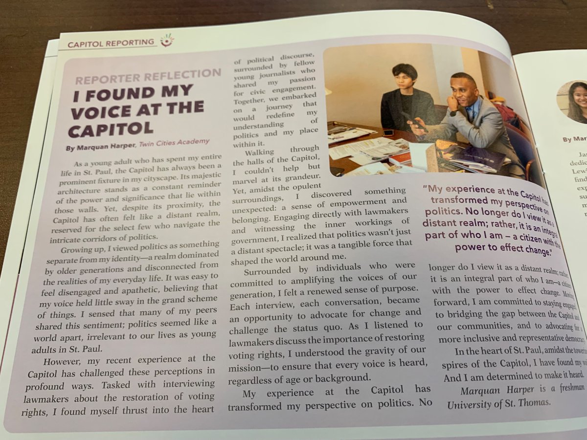 “I FOUND MY VOICE AT THE CAPITOL”: If you have $1,000 or $2,500 or $20,000 to spare, <a href="/ThreeSixtyMN/">ThreeSixty Journalism</a> is also looking for sponsors for its 2025 State Capitol Reporting Workshop. Take these high school students right to the top… threesixty.stthomas.edu