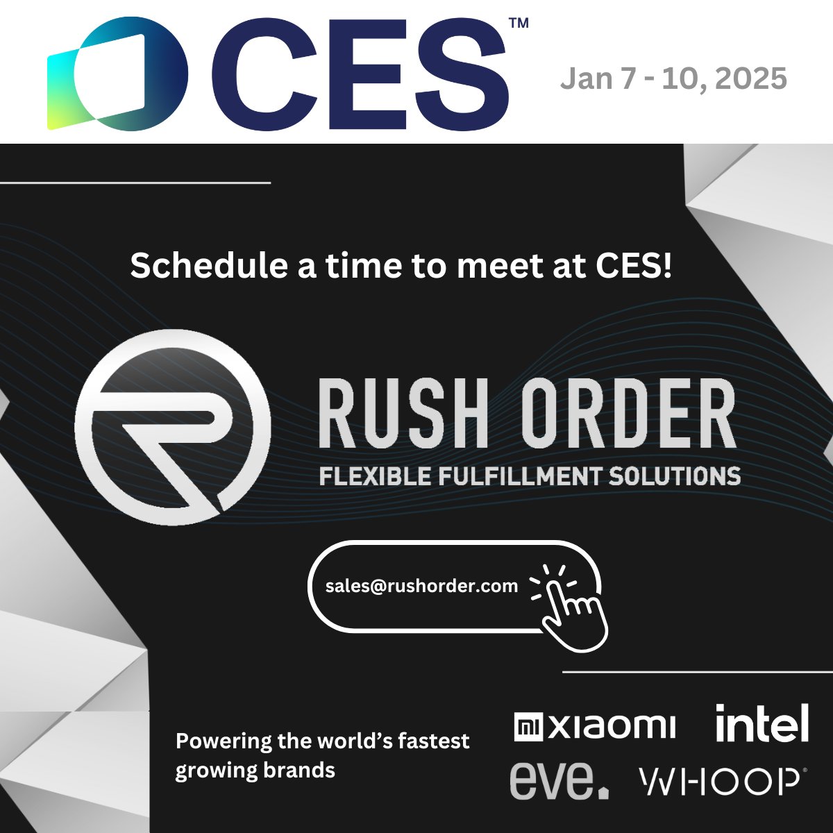 Rush_Order's tweet image. CE people, let's catch up in Vegas! The Rush Order team will be at CES and we'd love to meet up.

Interested in Global Expansion? Retail Expansion? Shipping Cost Reduction? 

Click or email and we'll set up a time to chat! #CES #3PL #global3PL
bit.ly/3OF3neu